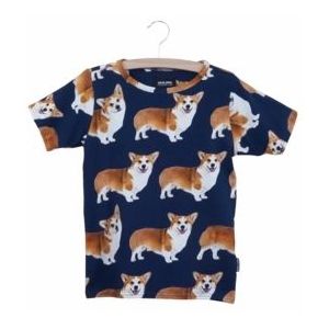 T-shirt SNURK Kids Corgi Navy Blue-Maat 116