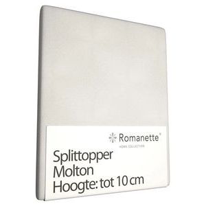 Romanette molton split-topper hoeslaken - Wit - Lits-jumeaux (180x210/220 cm)