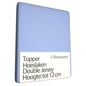 Topper Hoeslaken Romanette Bleu (Double Jersey)-Lits-Jumeaux (160/180 x 200/210/220 cm)