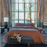 vtwonen - Grid - Dekbedovertrek - Steenrood - Eenpersoons 140x200/220