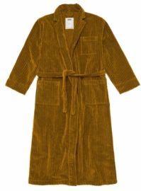 Badjas OAS Santiago Striped Velour Long Robe Geel Unisex-S/M