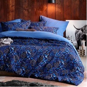 De Witte Lietaer Dekbedovertrek Moonflower Cobalt Blue - Hotelmaat - 260 x 240 cm - Katoen Flanel