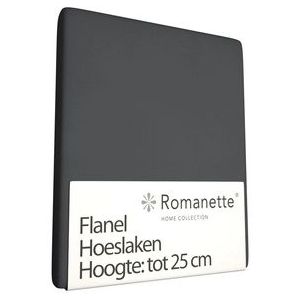 Hoeslaken Romanette Antraciet (Flanel)-80 x 200 cm