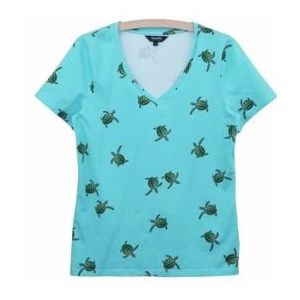 V-neck T-shirt SNURK Women Sea Turtles Blue-XXL