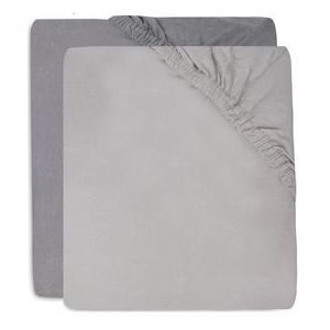 Hoeslaken Jollein Jersey Soft Grey/Storm Grey (2pack)-60 x 120 cm