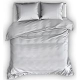Romanette - Duchesse Dekbedovertrek - Zilver Wit - Flanel - 1-Persoons