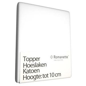 Topper Hoeslaken Romanette Wit (Katoen)-90 x 200 cm