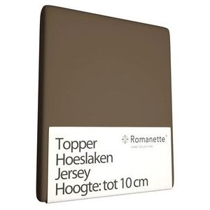 Topper Hoeslaken Romanette Jersey Taupe-160/180 x 200/210/220 cm