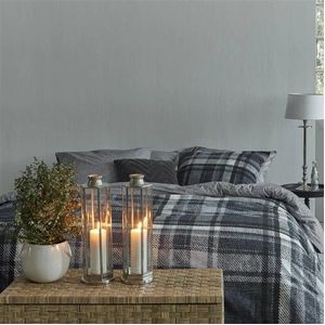 Riviera Maison Cozy Check dekbedovertrek - Lits-Jumeaux XL - 260x200/220 - Blauw