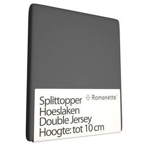 Split Topper Hoeslaken Romanette Antraciet (Double Jersey)-Lits-Jumeaux XL (180 x 200/210/220 cm)