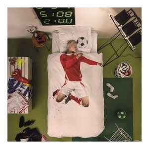Dekbedovertrek SNURK Soccer Red Percal-200 x 200 / 220 cm | 2-Persoons