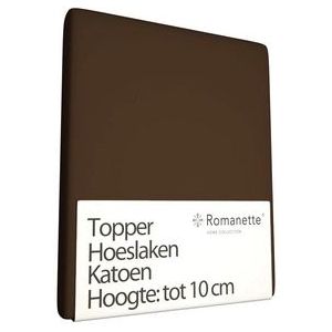 Topper Hoeslaken Romanette Bruin (Katoen)-80 x 200 cm