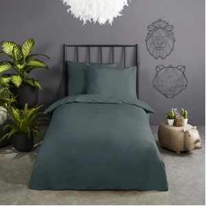 Dekbedovertrek Good Morning Uni Dark Green Katoen-140 x 200 / 220 cm | 1-Persoons