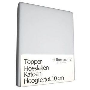 Topper Hoeslaken Romanette Lichtgrijs (Katoen)-80 x 200 cm