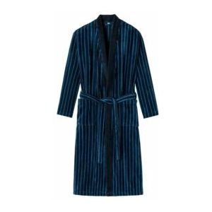 Badjas Kimono Schiesser Essentials Stripes Man Velours Dark blue-S