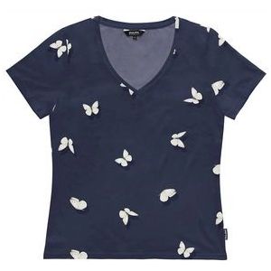 T-Shirt V-Neck SNURK Women Butterfly Blue-XS