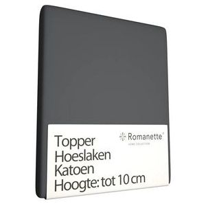 Topper Hoeslaken Romanette Antraciet (Katoen)-180 x 220 cm