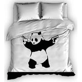 Satin D'or - Panda - Dekbedovertrek - Wit - Satijn - Inclusief Kussenslopen