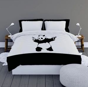 Satin D'or - Panda - Dekbedovertrek - Wit - Satijn - Inclusief Kussenslopen