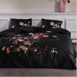 Dekbedovertrek Essenza Bouquet Anthracite Satijn-200 x 200 / 220 cm | 2-Persoons