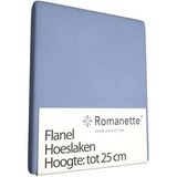 Romanette - Flanel - Hoeslaken - Eenpersoons - 90x220 cm - Blauw