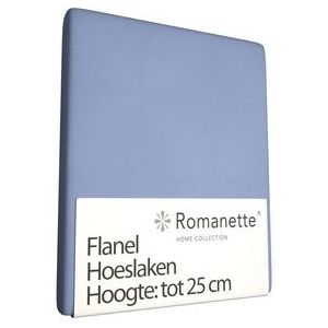 Romanette - Flanel - Hoeslaken - Eenpersoons - 90x220 cm - Blauw