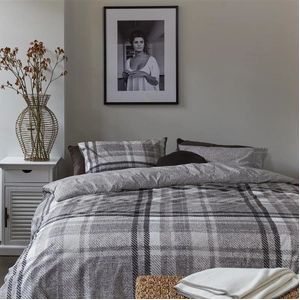 Riviera Maison Cozy Check dekbedovertrek - Eenpersoons - 140x200/220 - Zand