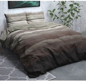 Sleeptime Flanel Marcus Dekbedovertrek - Eenpersoons - 140x200/220 + 1 kussensloop 60x70 - Taupe