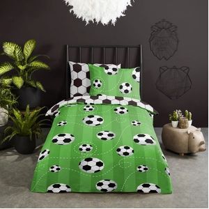 Dekbedovertrek Good Morning Soccer Green Katoen-140 x 200 / 220 cm | 1-Persoons