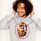 SNURK - Lion Head - Hoodie - Uni Grey - 100% Biologisch Katoen