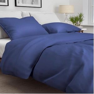 ZoHome Satinado Dekbedovertrek - Tweepersoons - 200x200/220 cm - Navy Blue