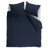 Ambiante Cotton Uni dekbedovertrek - Eenpersoons - 140x200/220 - Donker Blauw