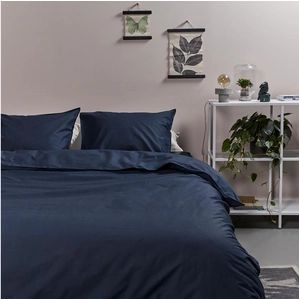 Ambiante Cotton Uni dekbedovertrek - Eenpersoons - 140x200/220 - Donker Blauw
