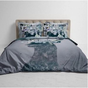 Dekbedovertrek Heckett and Lane Myrthe Dark Grey Satijn-200 x 200 / 220 cm | 2-Persoons