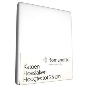 Hoeslaken Romanette Wit (Katoen)-180 x 220 cm