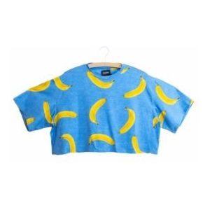 SNURK - Crop Top - Blauw - Biologisch Katoen - Bananenprint