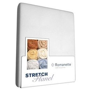 Hoeslaken Romanette Wit (Stretch Flanel)-Lits-Jumeaux (160/180 x 200/210/220 cm)