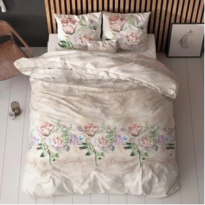 Sleeptime Lovely Flower Dekbedovertrek - 200 x 200/220 + 2 60 x 70 cm kussenslopen - Beige