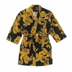 OAS - Black Octo - Badjas - Zwart - 100% Katoen - Jacquard Geweven Badstof