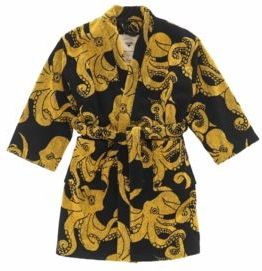 OAS - Black Octo - Badjas - Zwart - 100% Katoen - Jacquard Geweven Badstof