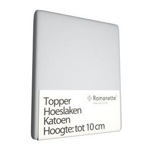 Romanette 100% Luxe Katoen Topper Hoeslaken - Lits-jumeaux (180x200 cm) - Grijs