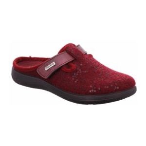 Pantoffels - Bordeaux - Vilt - Klittenbandsluiting - Rond