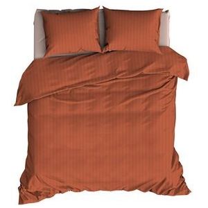 Dekbedovertrek Satin d'Or Streep Terracotta Satijn-260 / 270 x 200 / 220 cm | Extra Breed