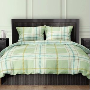 Dekbedovertrek Romanette Rubik Leek Groen Katoen-200 x 200 / 220 cm | 2-Persoons