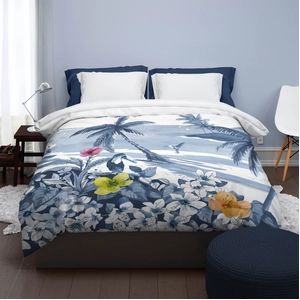 Dekbedovertrek Satin d'or Blue Lagoon Blauw Satijn-240 x 200 / 220 cm | Lits-Jumeaux