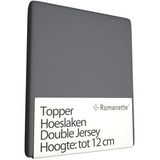 Topper Hoeslaken Romanette Antraciet (Double Jersey)-1-persoons (80/90/100 x 200/210/220 cm)