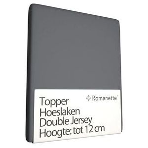 Topper Hoeslaken Romanette Antraciet (Double Jersey)-1-persoons (80/90/100 x 200/210/220 cm)