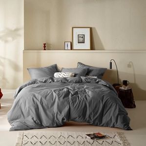 Moodit Dekbedovertrek Basil Grey - Tweepersoons - 200 x 220 cm - Katoen