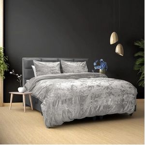 Dekbedovertrek Dreamhouse Crushed Velvet Katoen Metallic Silver Velvet-200 x 200 / 220 cm | 2-Persoons