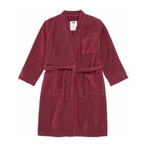 OAS - Badjas - Rood - Velour - Jaquardbreiwerk - 3 Zakken - Verwijderbare Band